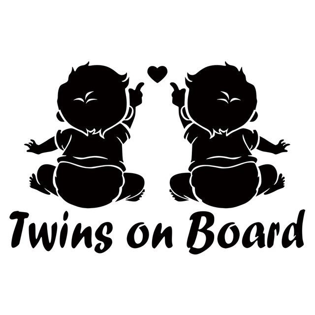 Twins On Board Stickers Window Vinyl Car and Window Door Stickers and Decals Motorcycle Car Styling for Auto Products 19.1*12.5cm
