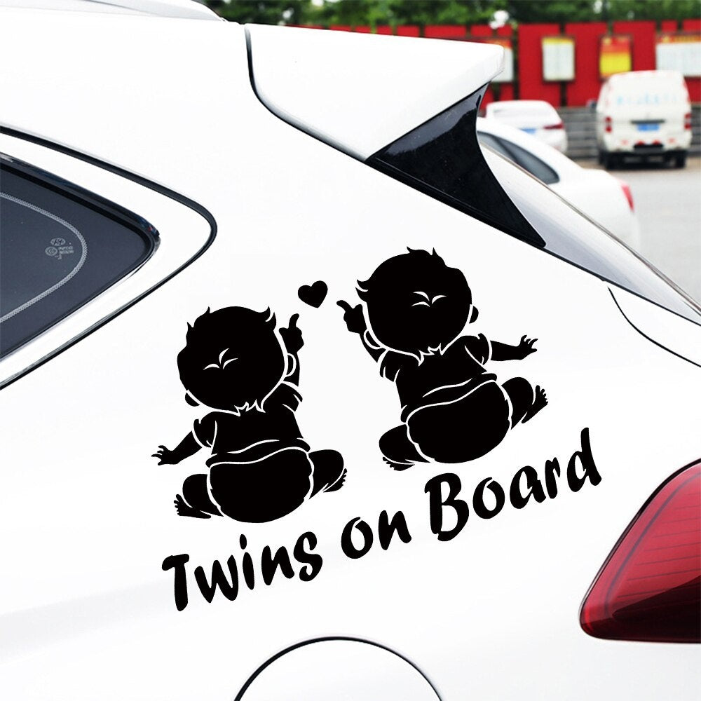 Twins On Board Stickers Window Vinyl Car and Window Door Stickers and Decals Motorcycle Car Styling for Auto Products 19.1*12.5cm
