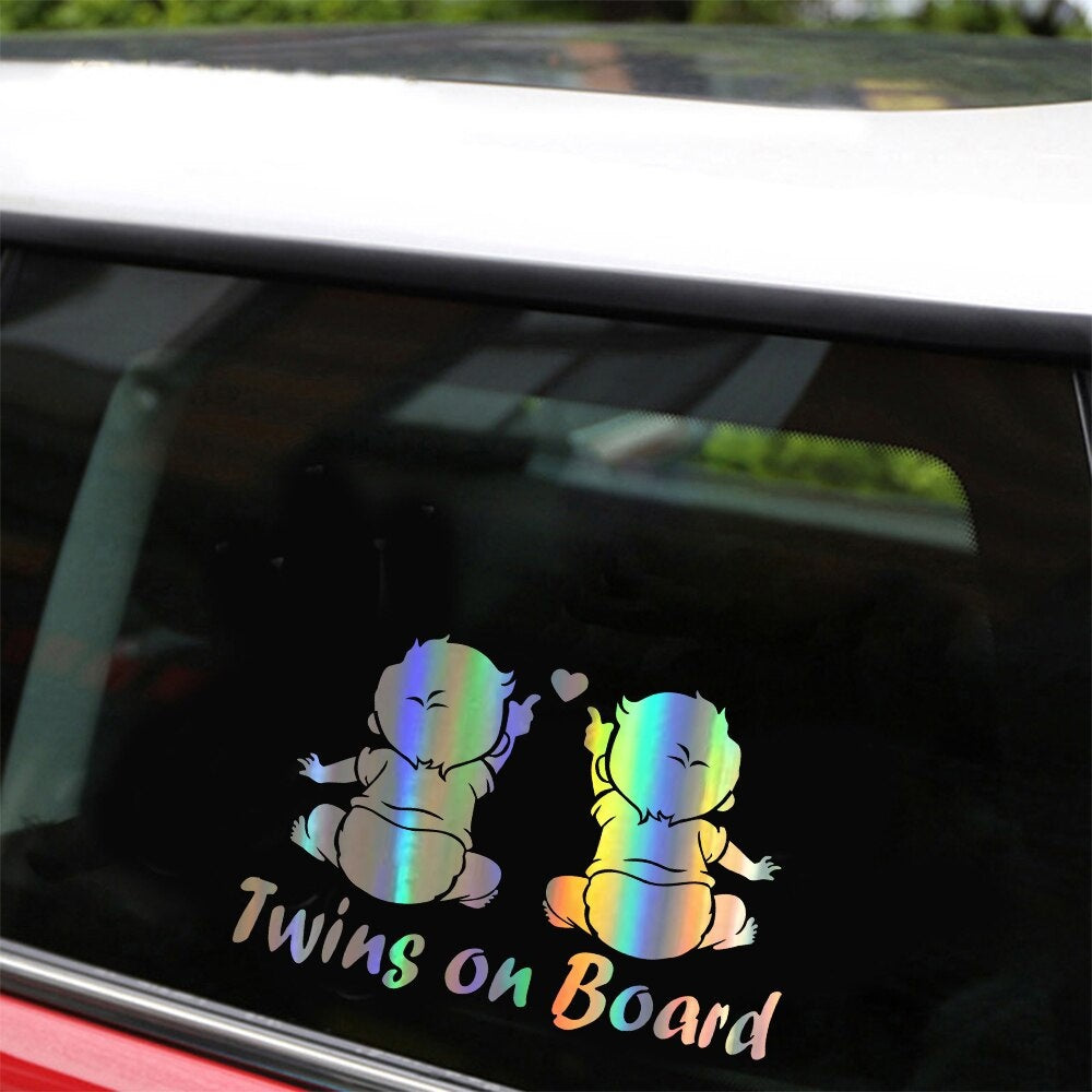 Twins On Board Stickers Window Vinyl Car and Window Door Stickers and Decals Motorcycle Car Styling for Auto Products 19.1*12.5cm