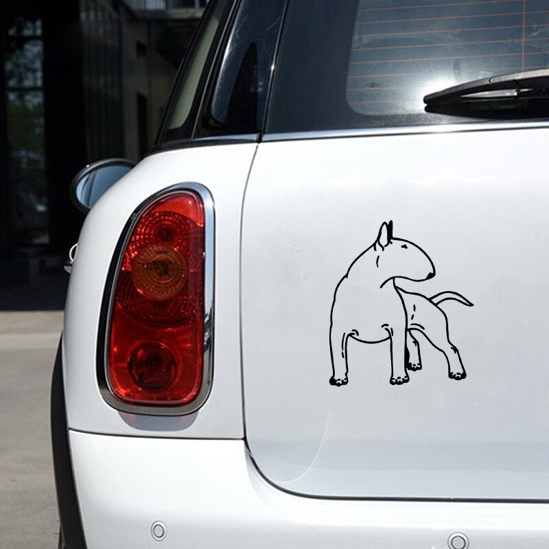 Car Sticker Vinyl 12.3*14cm Bull Terrier Dog Fun Dog Personal Sticker On Car Funny 3D Decal Motorcycle Stickers Car Styling