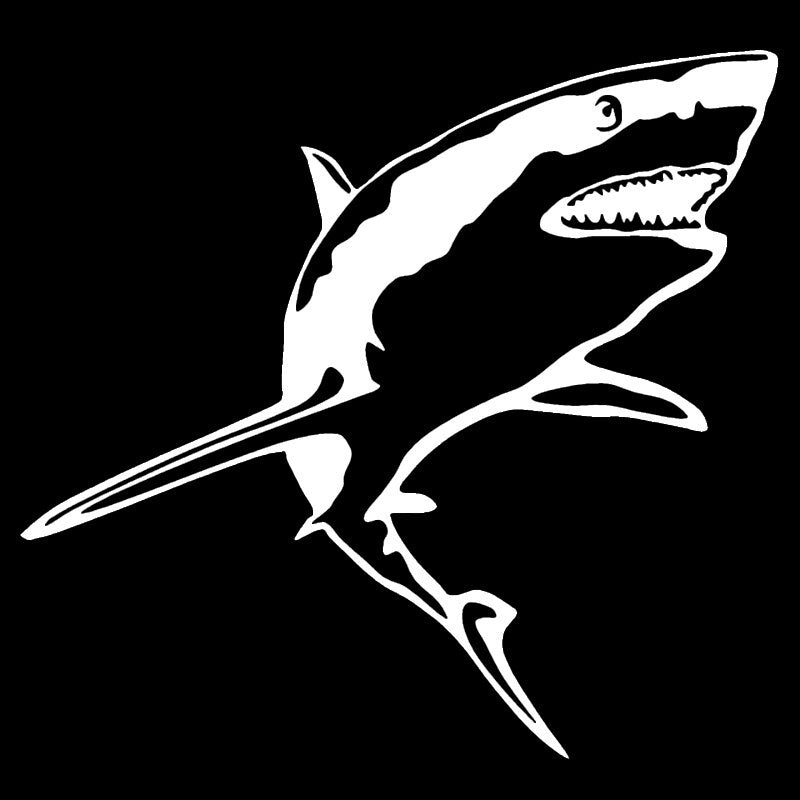 GREAT WHITE SHARK Vinyl Decal Funny Animal Fish Window Decoration Car Sticker 15.2*14.2CM Black/Silver/laser