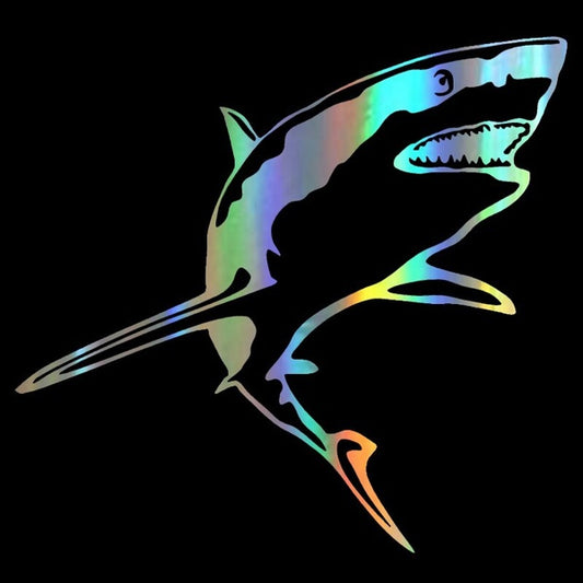 GREAT WHITE SHARK Vinyl Decal Funny Animal Fish Window Decoration Car Sticker 15.2*14.2CM Black/Silver/laser