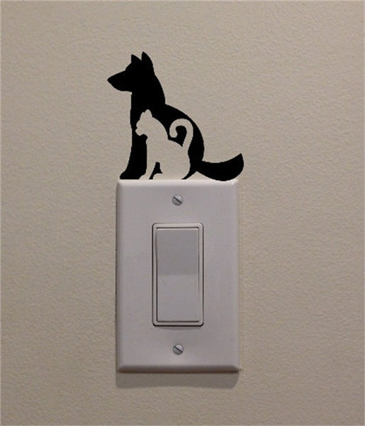 Cat & Dog on Light Switch Decal Vinyl Wall Decal Sticker Art Living Room Carving Wall Decal Sticker for  Room Pet Store Home Window Decoration