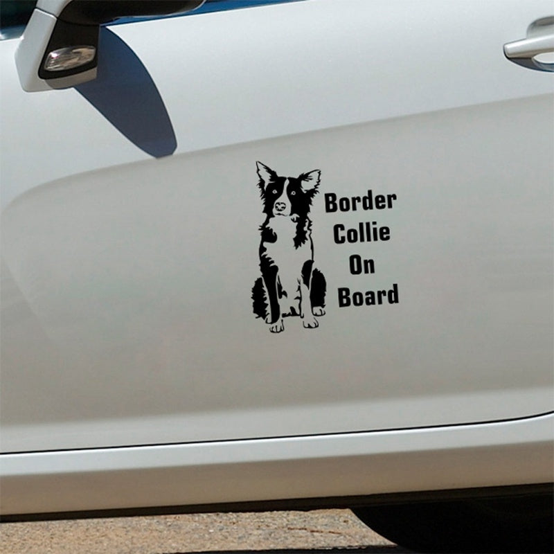 Car Sticker Border Collie on Board 17.1*15cm Funny Car Decal  Laser Vinyl Car Sticker 3D Car Styling Black Silver