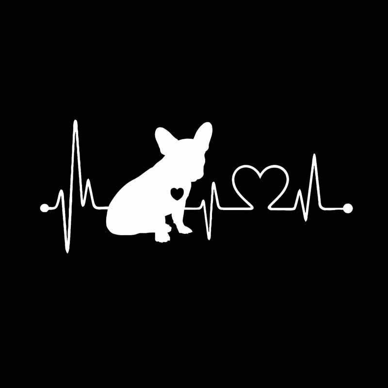 Car Sticker 3D 18*7.7cm French Bulldog Heartbeat Bumper Sticker On Car Funny Stickers and Decals Vinyl Decor Car Styling