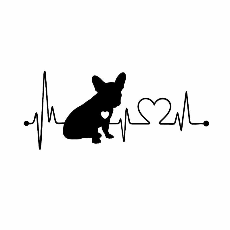 Car Sticker 3D 18*7.7cm French Bulldog Heartbeat Bumper Sticker On Car Funny Stickers and Decals Vinyl Decor Car Styling