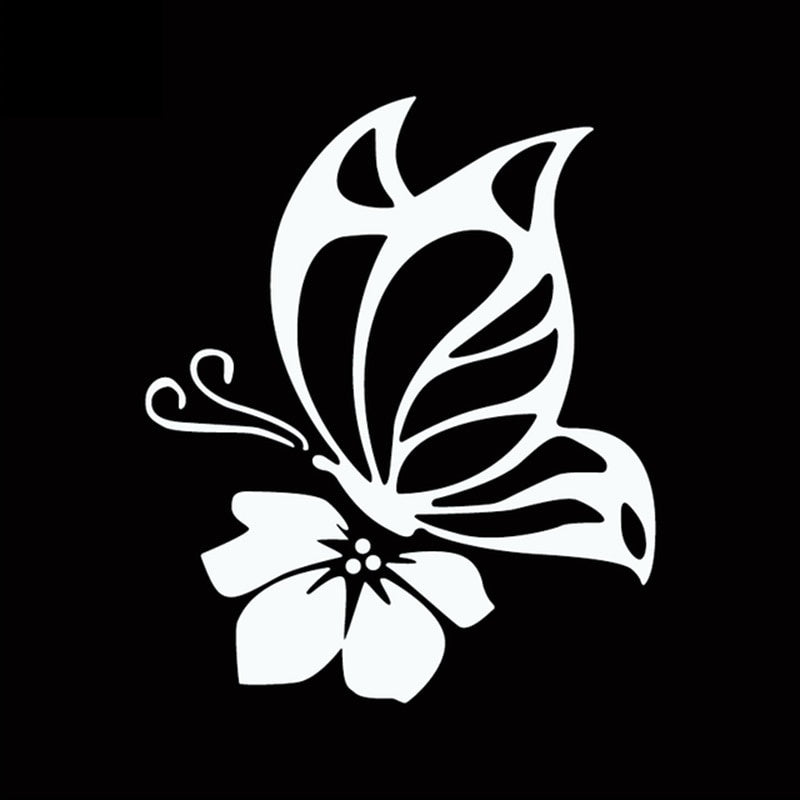 Car Sticker 3D 15.2*12.8CM Butterfly With Flower Fashion Vinyl Sticker Funny Stickers and Decals Vinyl Car Styling