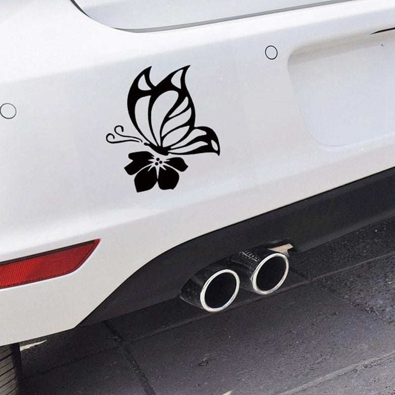 Car Sticker 3D 15.2*12.8CM Butterfly With Flower Fashion Vinyl Sticker Funny Stickers and Decals Vinyl Car Styling