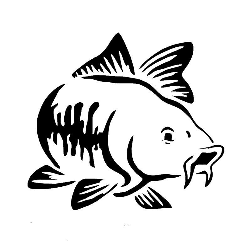 Hot Sale Carp Fishing Car Vinyl Decal Art Sticker Kayak Fishing Car Truck Boat Tribal Car Accessories Silver Laser 15*15 CM