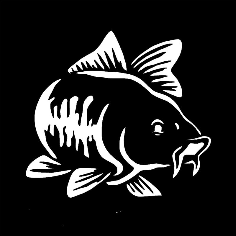 Hot Sale Carp Fishing Car Vinyl Decal Art Sticker Kayak Fishing Car Truck Boat Tribal Car Accessories Silver Laser 15*15 CM