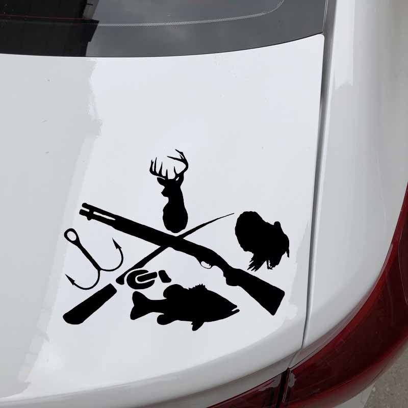 Funny Car Sticker Turkey Bass Deer Hunting Fishing Decal Vinyl Decor Motorcycle SUVs Bumper Car Window Car Styling Vinyl Decals