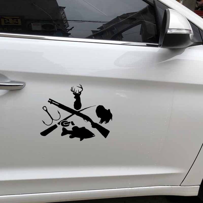 Funny Car Sticker Turkey Bass Deer Hunting Fishing Decal Vinyl Decor Motorcycle SUVs Bumper Car Window Car Styling Vinyl Decals