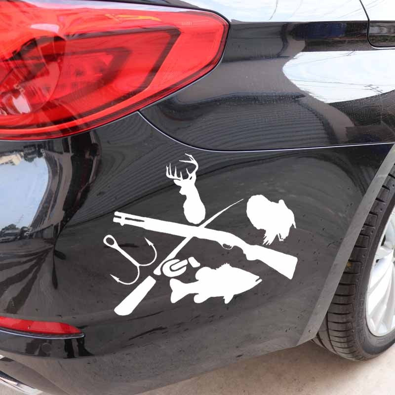 Funny Car Sticker Turkey Bass Deer Hunting Fishing Decal Vinyl Decor Motorcycle SUVs Bumper Car Window Car Styling Vinyl Decals