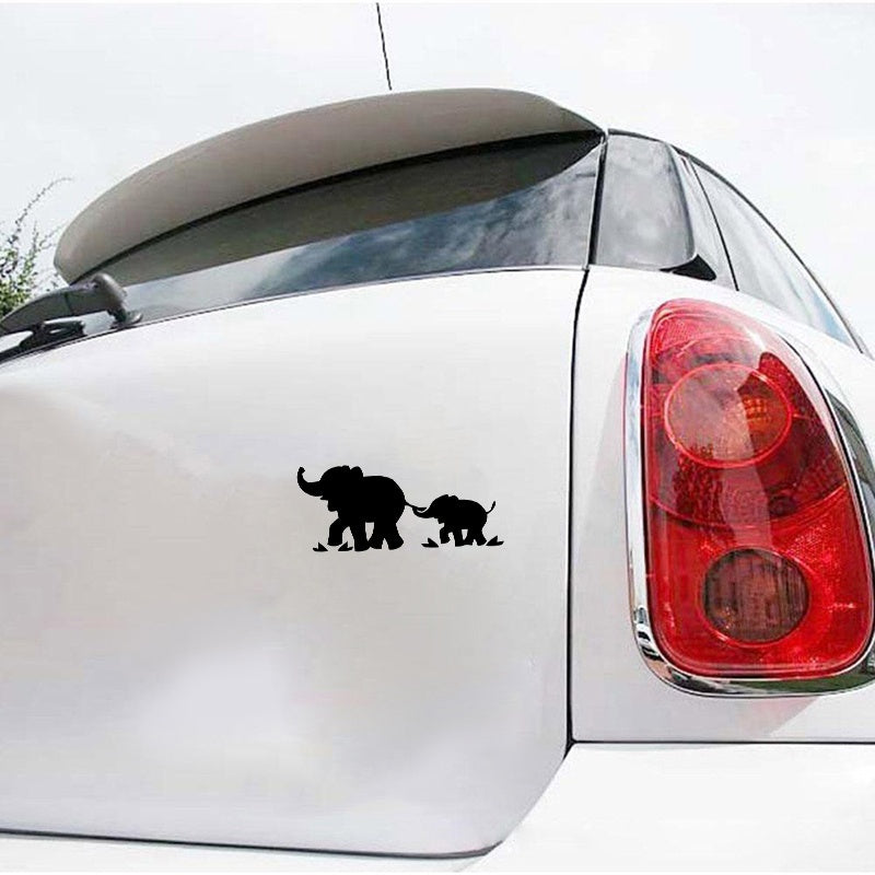 Cute elephant family happiness car sticker Waterproof Vinyl Motorcycle Parts Decal Black,Silver,Multicolor