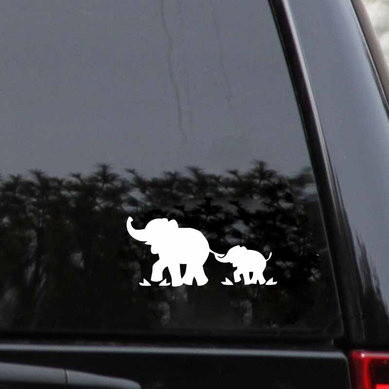 Cute elephant family happiness car sticker Waterproof Vinyl Motorcycle Parts Decal Black,Silver,Multicolor