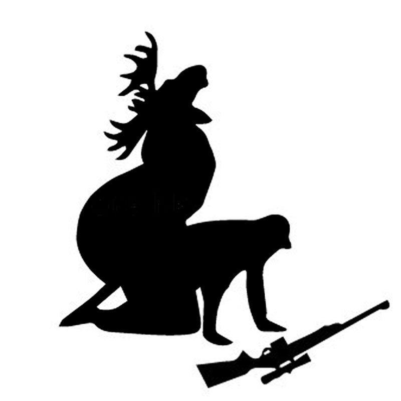 13*12CM Hunter Personalized Car Stickers Decals Funny Moose Hunting Hunter Black/Silver/Multicolor