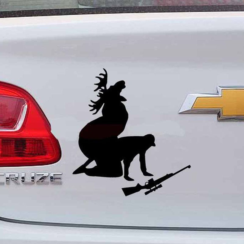 13*12CM Hunter Personalized Car Stickers Decals Funny Moose Hunting Hunter Black/Silver/Multicolor