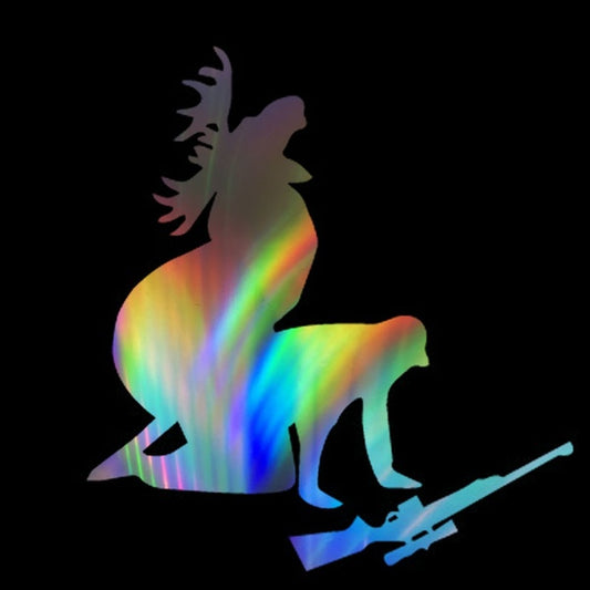 13*12CM Hunter Personalized Car Stickers Decals Funny Moose Hunting Hunter Black/Silver/Multicolor
