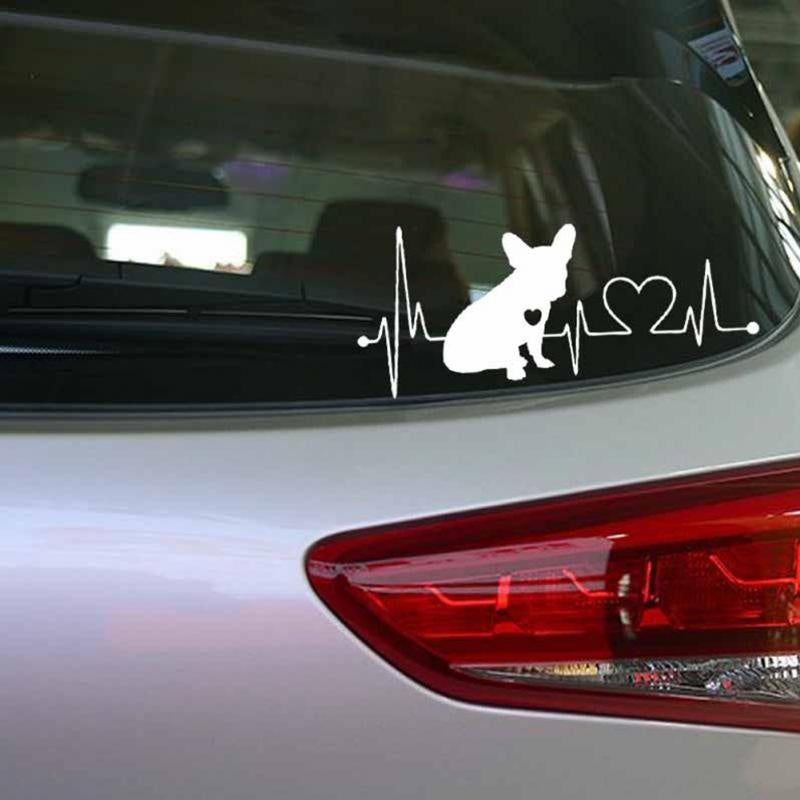 18CM * 7.7CM French Bulldog Waterproof Vinyl Decoration Car Bumper Window Car Sticker Black / Silver / Multicolor