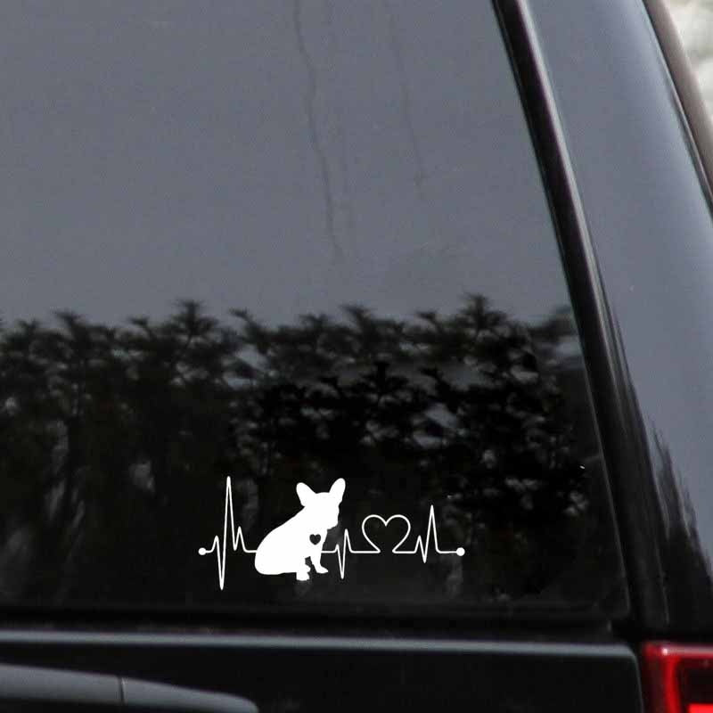 18CM * 7.7CM French Bulldog Waterproof Vinyl Decoration Car Bumper Window Car Sticker Black / Silver / Multicolor