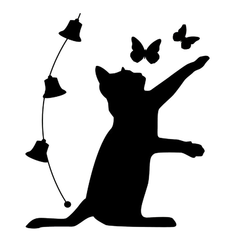 CAT butterfly Bells prints car Sticker Windows decal Black/White graphic sticker