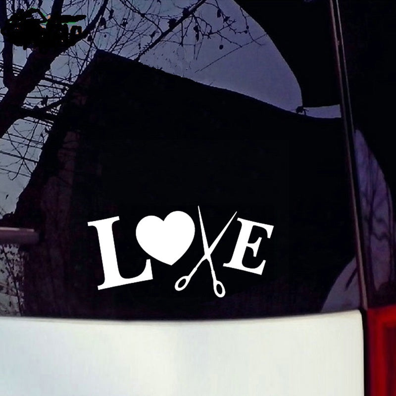 LOVE hair stylist Cosmetologist Beautician Scissors Car Sticker Decorative Car Window Decal