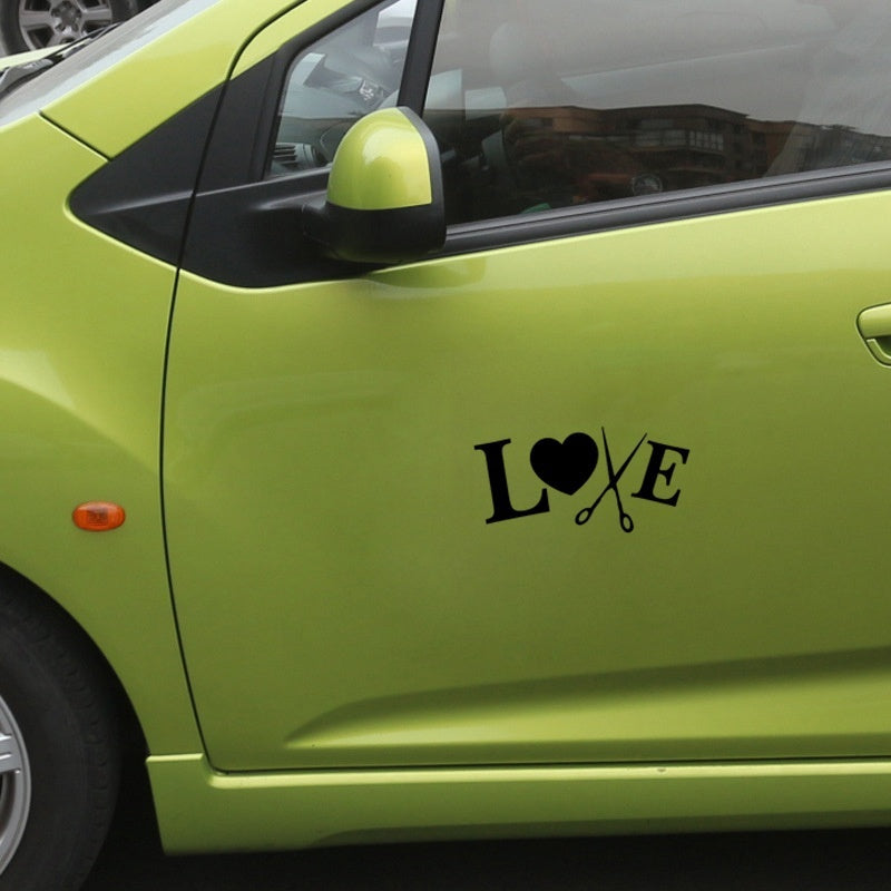 LOVE hair stylist Cosmetologist Beautician Scissors Car Sticker Decorative Car Window Decal