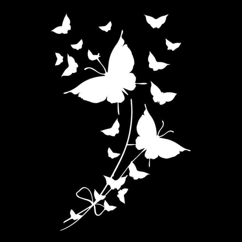 11.5CM*17.8CM Bunch of Butterflies Car Sticker Pretty Butterfly Art Transfer Vinyl Decal Black/Silver C24-0299
