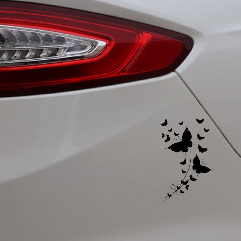 11.5CM*17.8CM Bunch of Butterflies Car Sticker Pretty Butterfly Art Transfer Vinyl Decal Black/Silver C24-0299