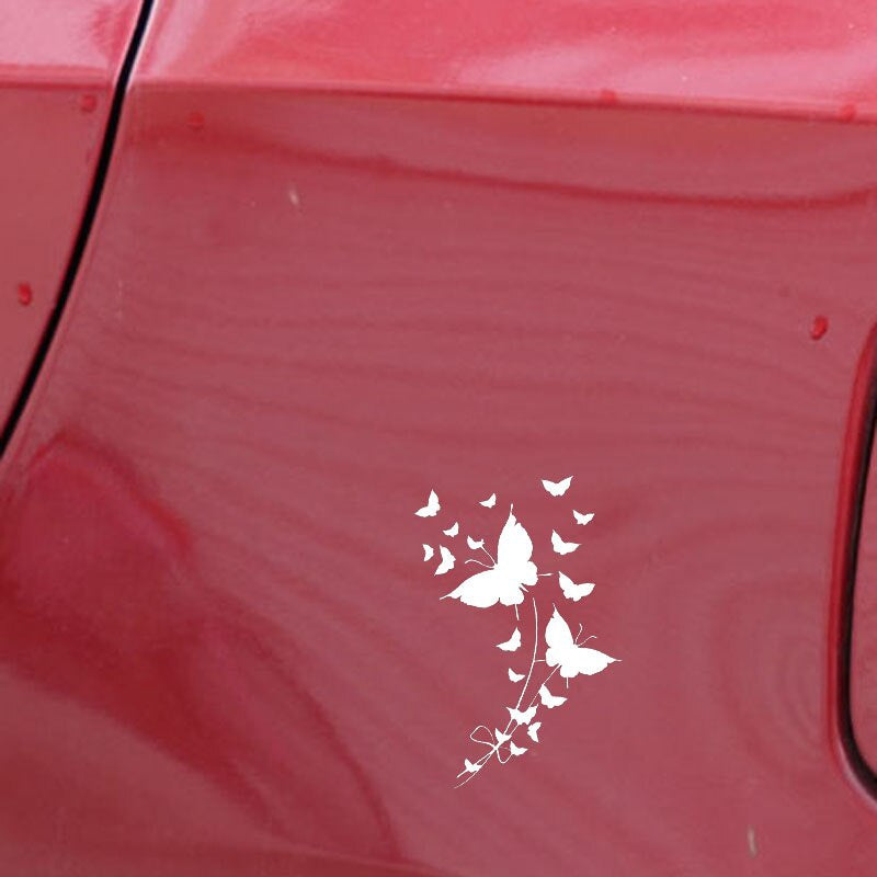 11.5CM*17.8CM Bunch of Butterflies Car Sticker Pretty Butterfly Art Transfer Vinyl Decal Black/Silver C24-0299