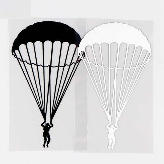 8.9×15.7CM Extreme Sport Parachute Skydiving Silhouette Personality Vinyl Car Sticker Decals  Black / Silver 10A-0508