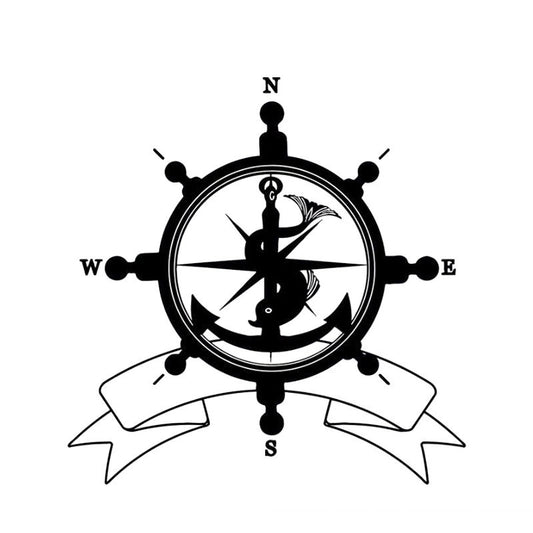17.5cm*18cm NSWE Fashion Sea Helm Flag Symbol Anchor Compass Travel Pirates Sailing Car Sticker S6-3535