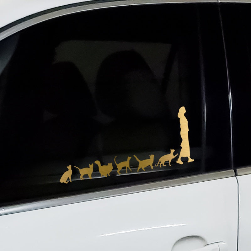 Cat Follow Lady Cute Car Sticker Pet Decal for Car Window Bumper Door Body Truck SUV Body Decoration