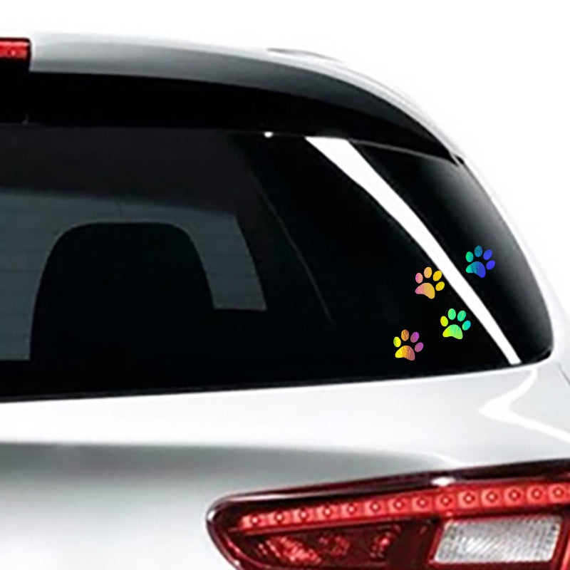 4 Dog Paw Print StickerFunny Laser Sticker Trucks Windows Motorbike Bumper Computer Vinyl Decal