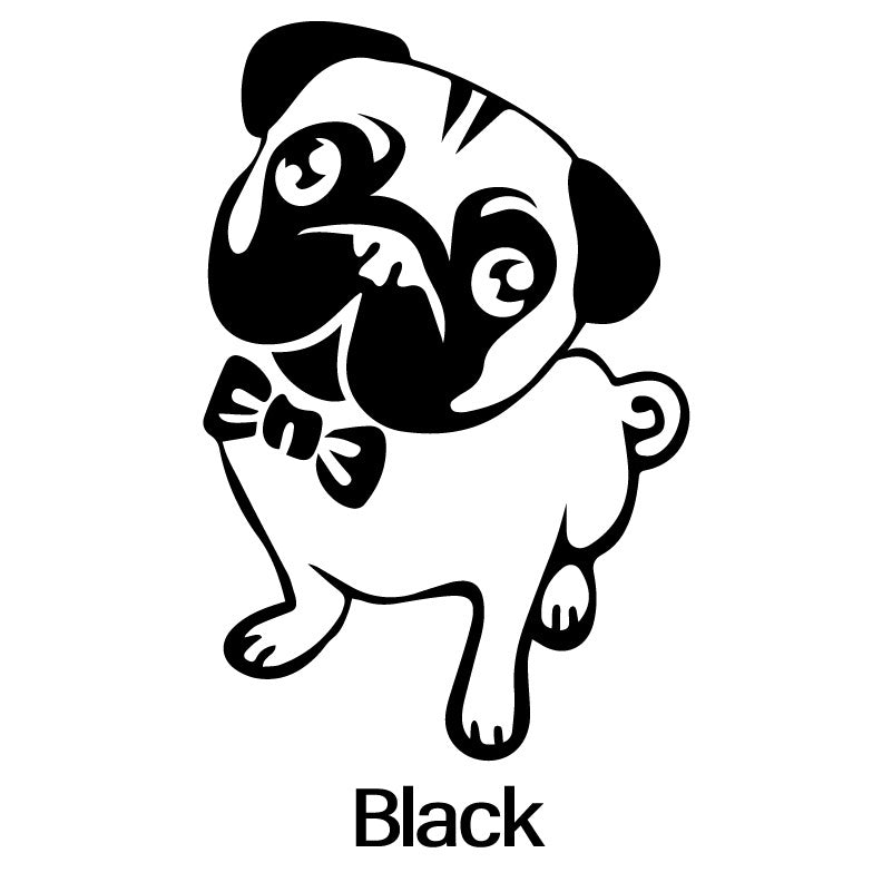 Lovely Cartoon Pug Dog Animal Funny Laser Sticker Trucks Windows Motorbike Bumper Computer Vinyl Decal (Various Color Selection)