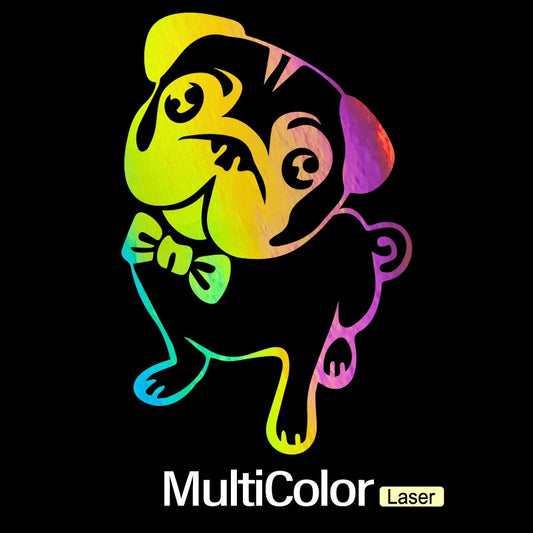Lovely Cartoon Pug Dog Animal Funny Laser Sticker Trucks Windows Motorbike Bumper Computer Vinyl Decal (Various Color Selection)