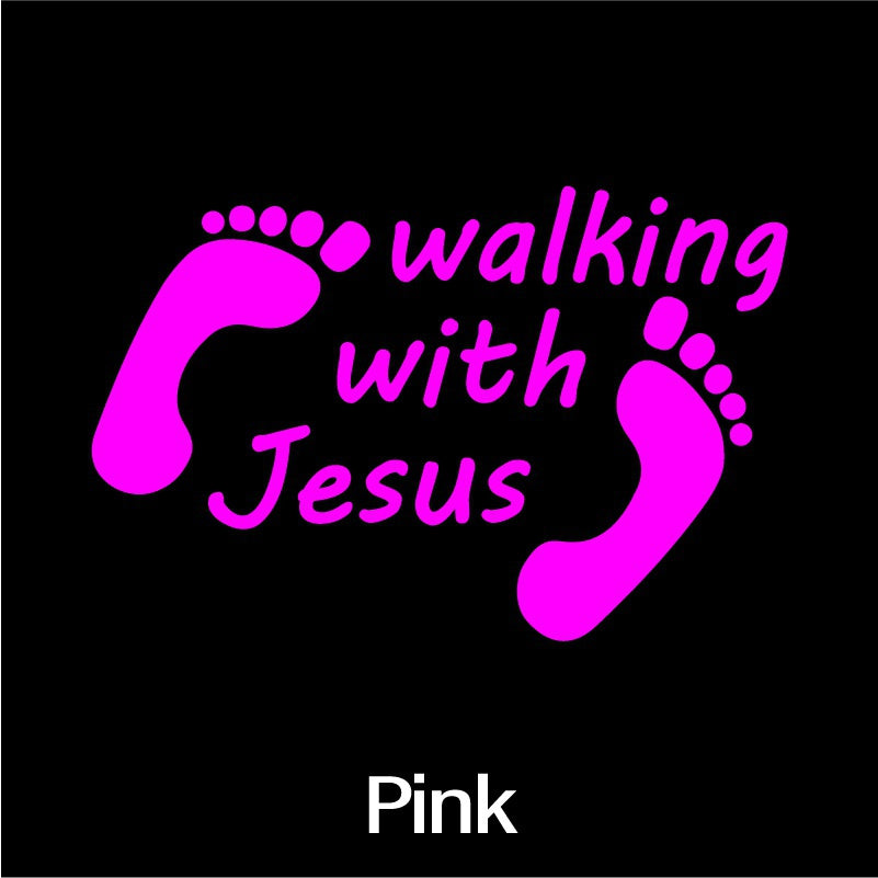 WALKING WITH JESUS Funny Laser Sticker Trucks Windows Motorbike Bumper Computer Vinyl Decal