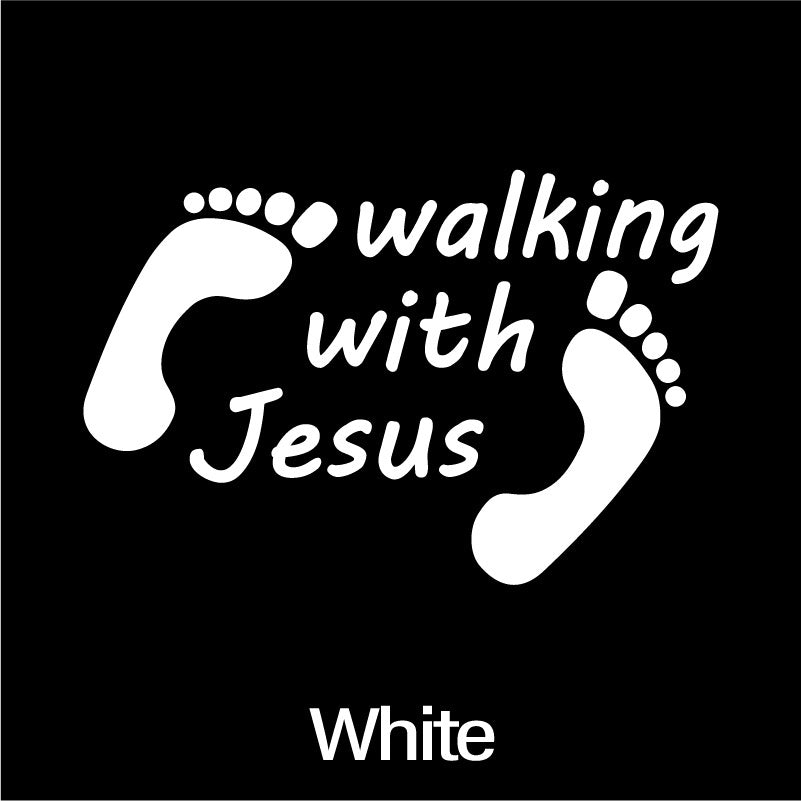 WALKING WITH JESUS Funny Laser Sticker Trucks Windows Motorbike Bumper Computer Vinyl Decal