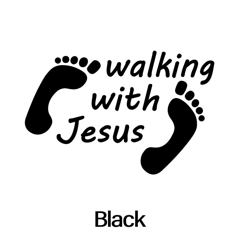 WALKING WITH JESUS Funny Laser Sticker Trucks Windows Motorbike Bumper Computer Vinyl Decal