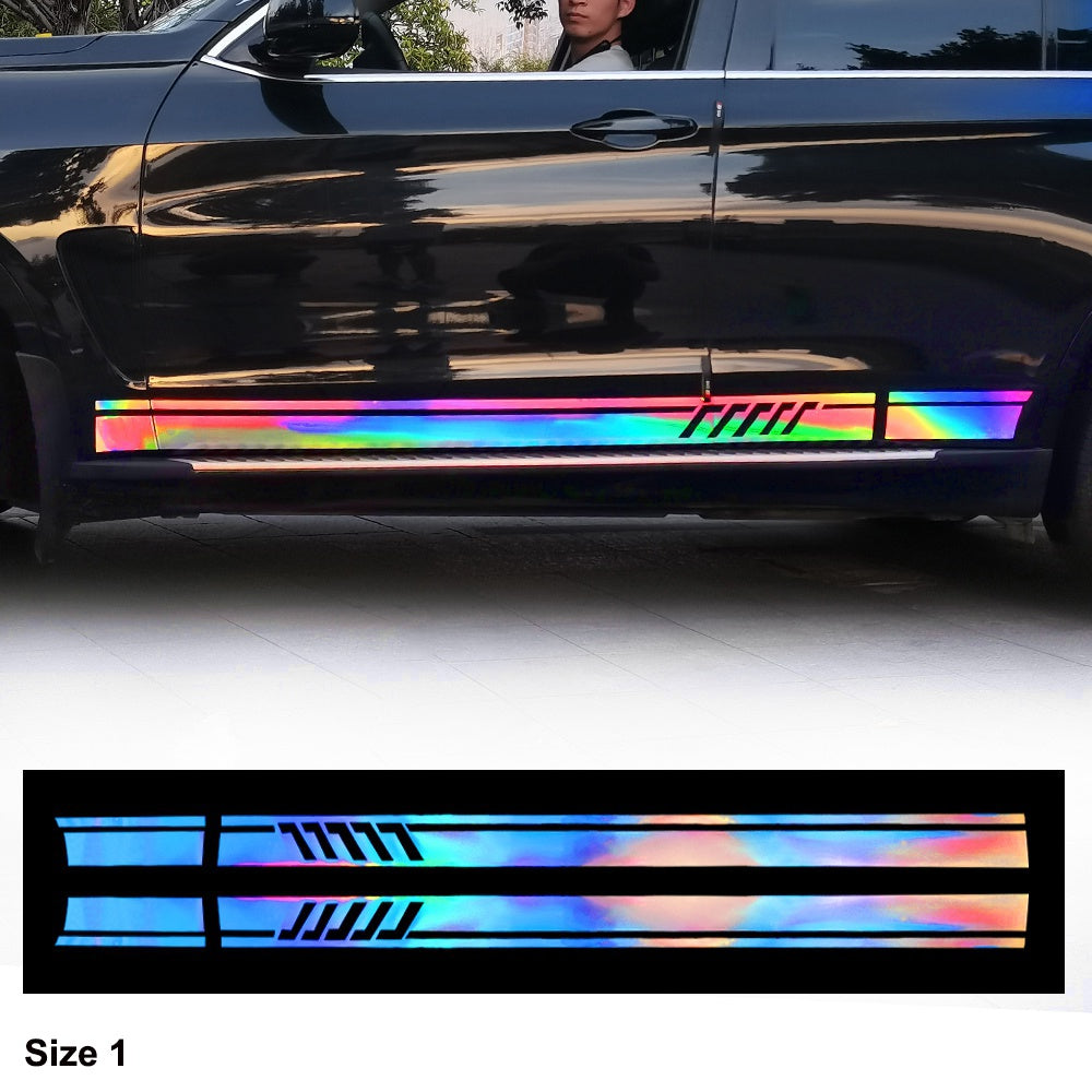 2 Pcs Universal Long Stripe Car Body Side Door Laser Sticker Vinyl Decal Decoration