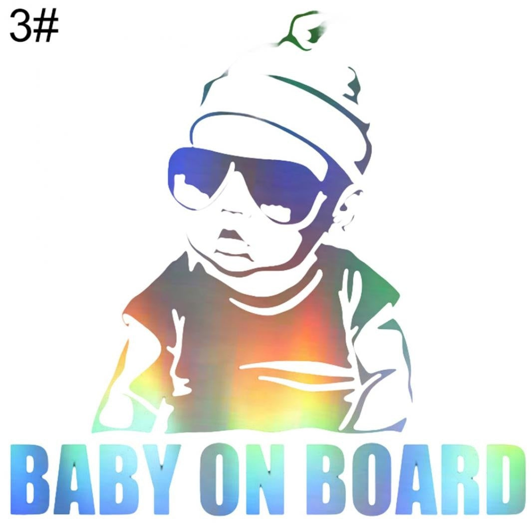Baby Compass Letters Car-Styling Body Window Colorful Laser Sticker Decal