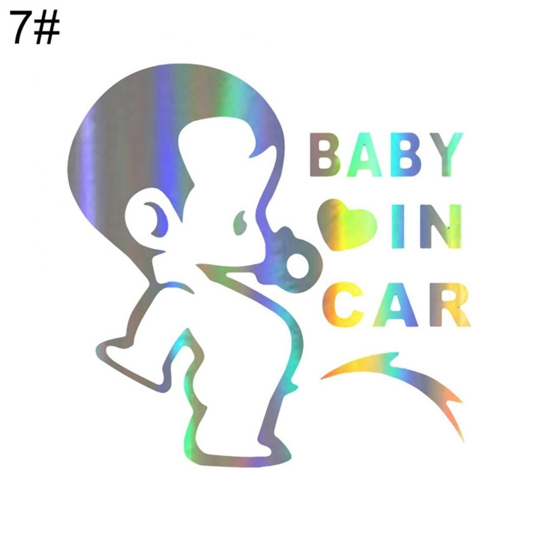 Baby Compass Letters Car-Styling Body Window Colorful Laser Sticker Decal