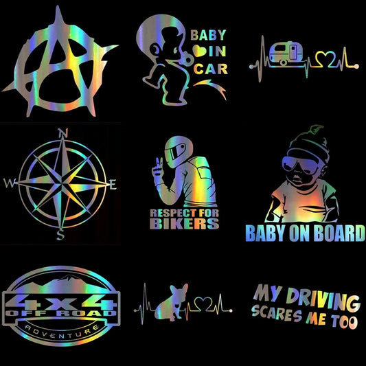 Baby Compass Letters Car-Styling Body Window Colorful Laser Sticker Decal