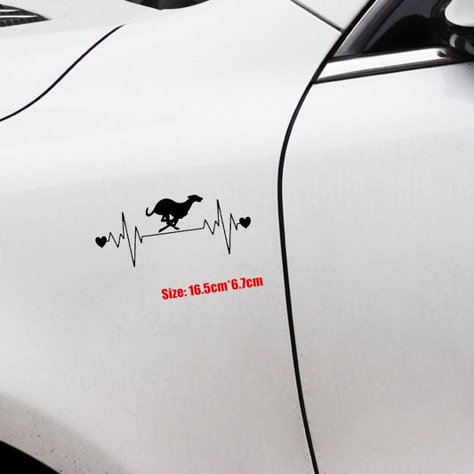 16.5cm*6.7cm Lovely Whippet Dog Racing Heartbeat Vinyl Car Sticker Laptop Motorcycle Accessories Home Decor 6 Colors