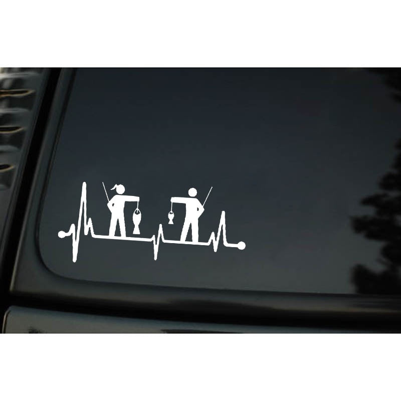 16cm*7.2cm Girl Guy Fishing Heartbeat Lifeline Fashion Vinyl High-quality Decor Decals Car Sticker Gifts