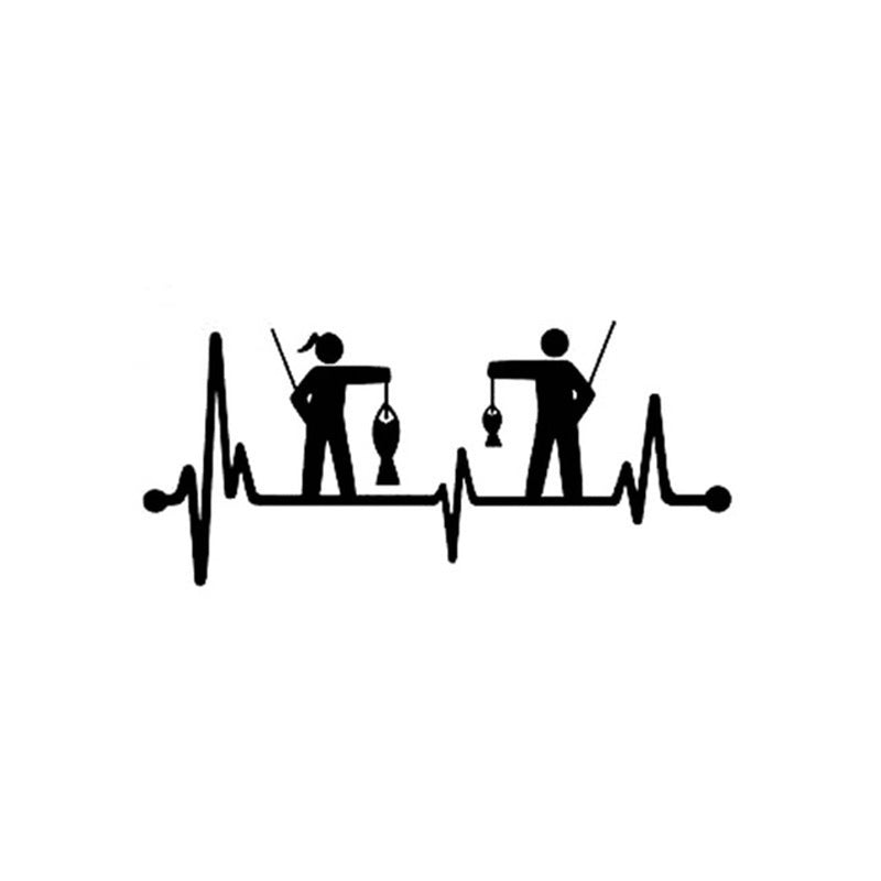 16cm*7.2cm Girl Guy Fishing Heartbeat Lifeline Fashion Vinyl High-quality Decor Decals Car Sticker Gifts