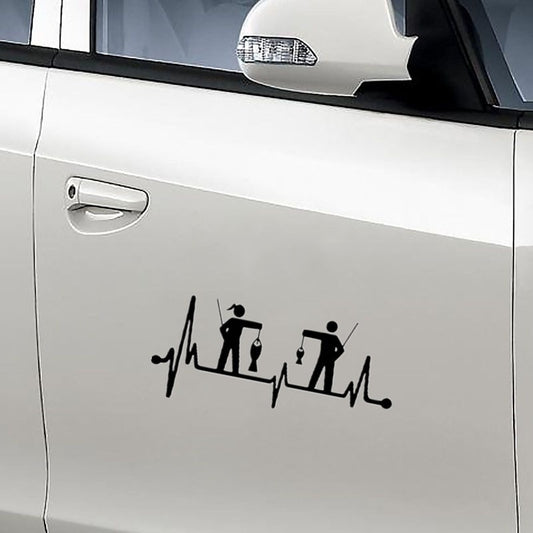 16cm*7.2cm Girl Guy Fishing Heartbeat Lifeline Fashion Vinyl High-quality Decor Decals Car Sticker Gifts