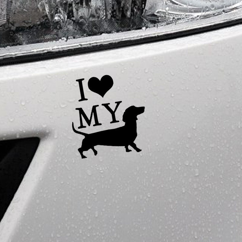 10cm*11cm I Love My Weiner Dog Vinyl Car Window Bumper Car Sticker Car Styling Decorative Decal Fashion Accessories