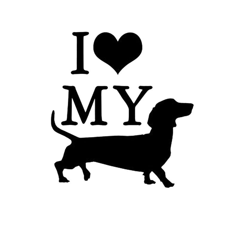 10cm*11cm I Love My Weiner Dog Vinyl Car Window Bumper Car Sticker Car Styling Decorative Decal Fashion Accessories