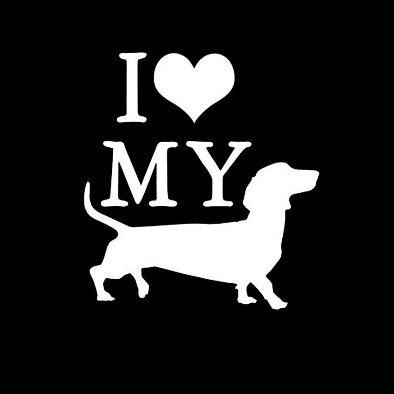 10cm*11cm I Love My Weiner Dog Vinyl Car Window Bumper Car Sticker Car Styling Decorative Decal Fashion Accessories